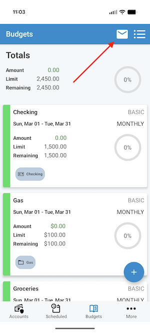 ClearCheckbook Mobile App - Envelope Budgets link