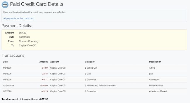 Credit Card Payment tool - Payment details