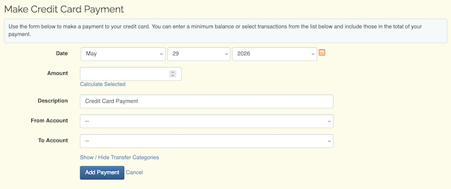 Credit Card Payment tool - Make Payment form
