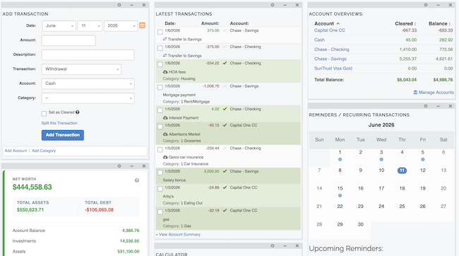 Account Dashboard - Example Dashboard with gadgets