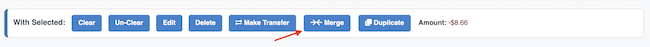 Transaction Register - Merging Transactions Button