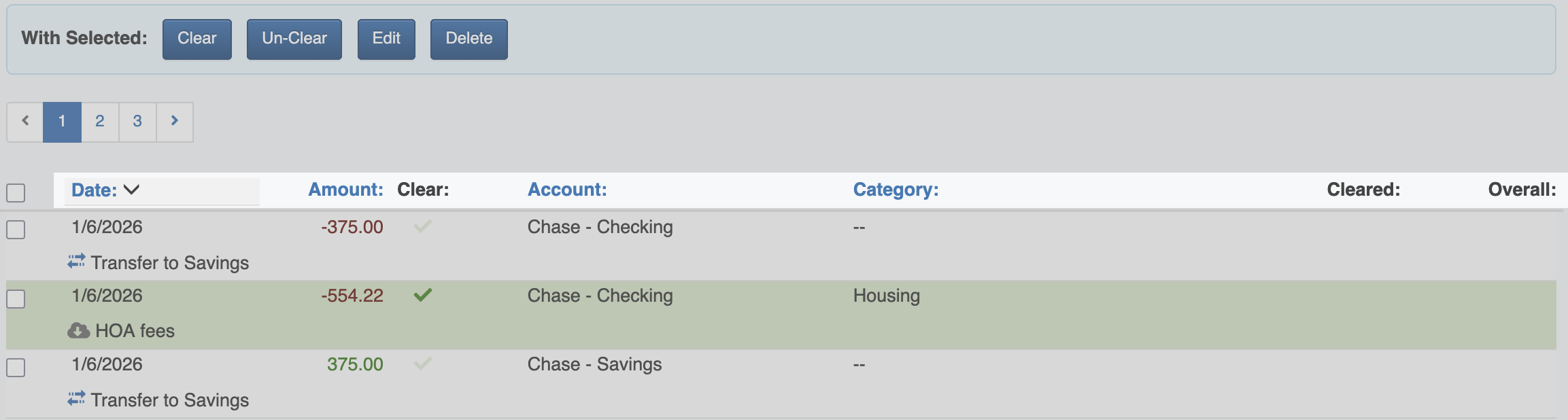 Knowledge Base :: Transaction Register | ClearCheckbook
