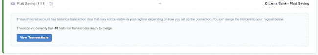 Syncing Transactions - Click to View Account Transaction History