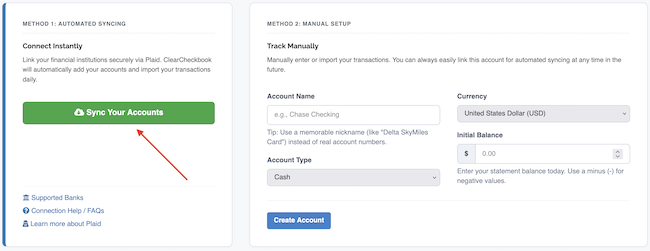 Syncing Transactions - Connecting a new account