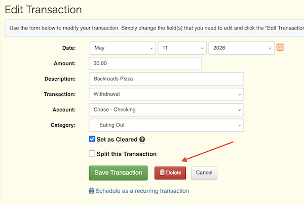 Deleting a Transaction