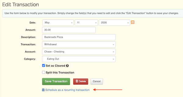 Schedule a Transaction