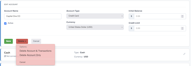 Account Settings - Delete Account