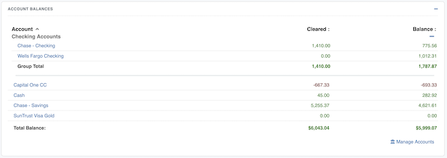 Account Settings - Account Group in Account Balances