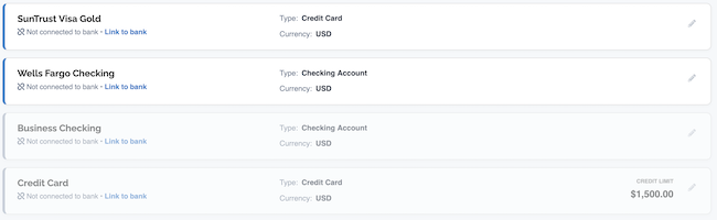 Account Settings - Account List w/ Inactive Account