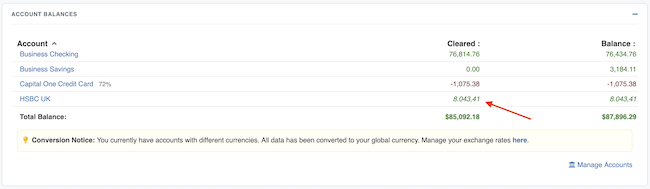 Currency Conversion Settings - Different currencies in Account Balances