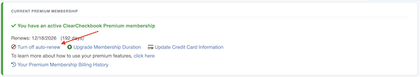 Premium Membership - Disabling Auto-renew