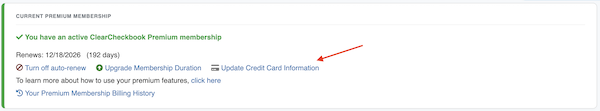 Premium Membership - Update billing information