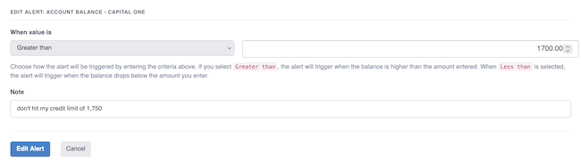 Email Alerts - Edit Alert Form