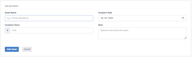 Asset Management - Add asset form