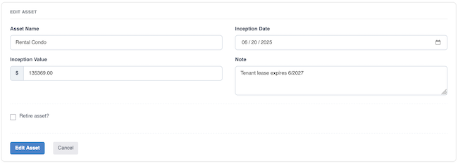 Asset Management - Edit asset form