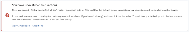 Auto-Clear Tool - Un-Matched Transaction Alert