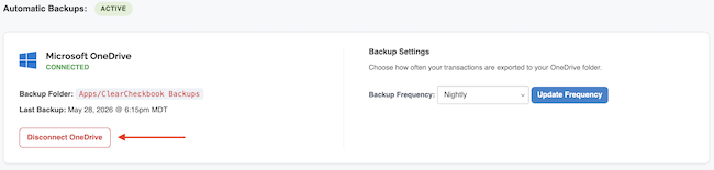 Automatic Backups - Remove a connection