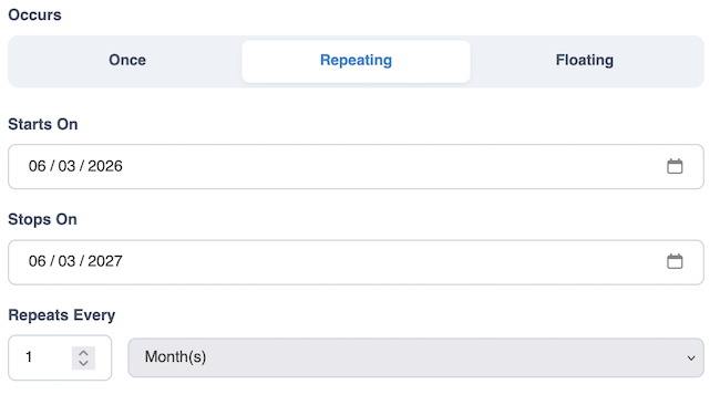 Bill Tracker - Repeating option