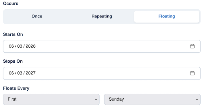 Bill Tracker - Repeating (Floating) option