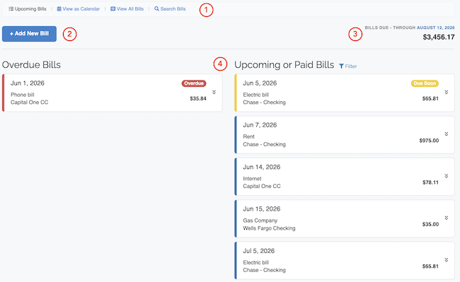 Bill Tracker - Page Layout