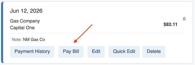 Bill Tracker - Pay Bill