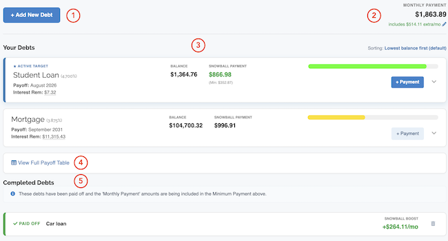 Debt Snowball - Page Layout