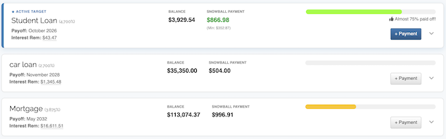 Debt Snowball - Debt List