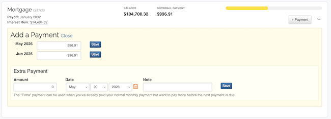 Debt Snowball - Make Payment form
