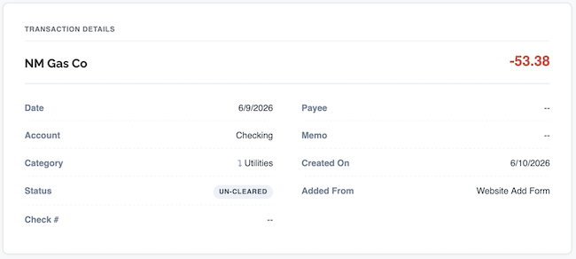 Duplicate Transaction Searching - Transaction Details