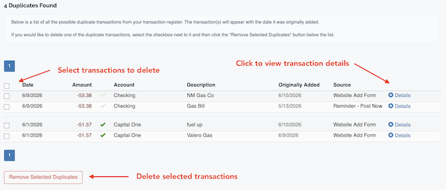 Duplicate Transaction Searching - Duplicate Results