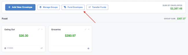 Envelope Budget - Fund Envelopes Button