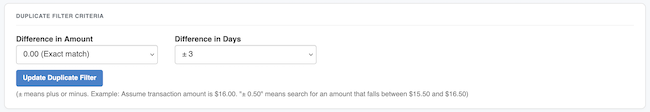 Import Transactions - Check for Duplicates form