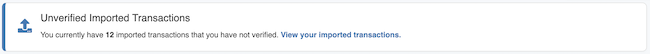 Import Transactions - Unverified Imported Transactions alert