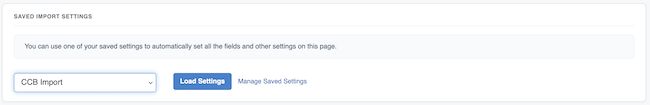 Import Transactions - Select saved import setting