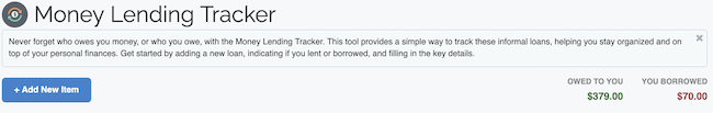 Money Lending Tracker - Add new item button