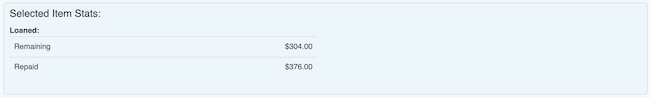 Money Lending Tracker - Viewing totals for the selected items