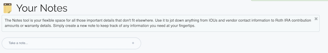 Notes Tool - Add a Note form minimized