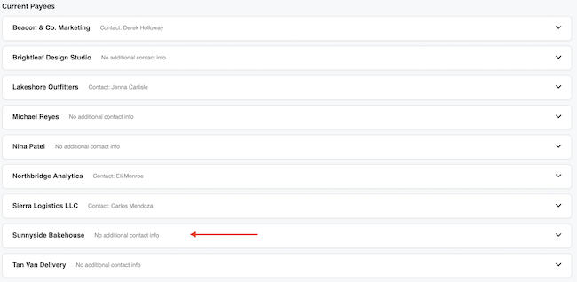 Payee Management - Payee added from import tool