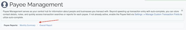 Payee Management - Report links