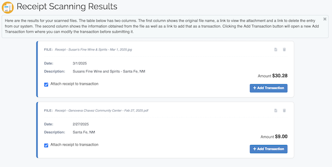 Receipt Scanning - Scan results