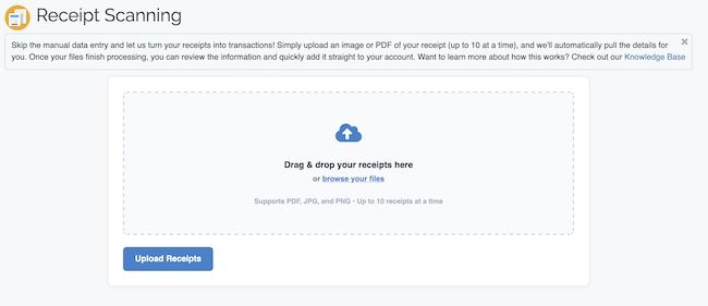 Receipt Scanning - Upload form