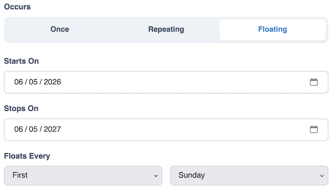 Reminders / Recurring Transactions - Repeating (Floating) option