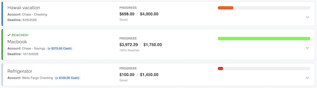 Save-Up Tracker - Goal List